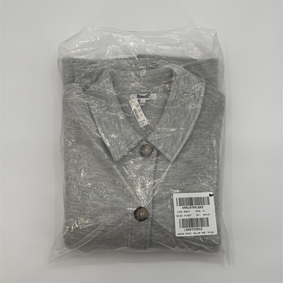 Madewell Boiled Wool Sweater Shirt Jacket Heather chrome grey size XL NWT NS677 - Picture 12 of 13